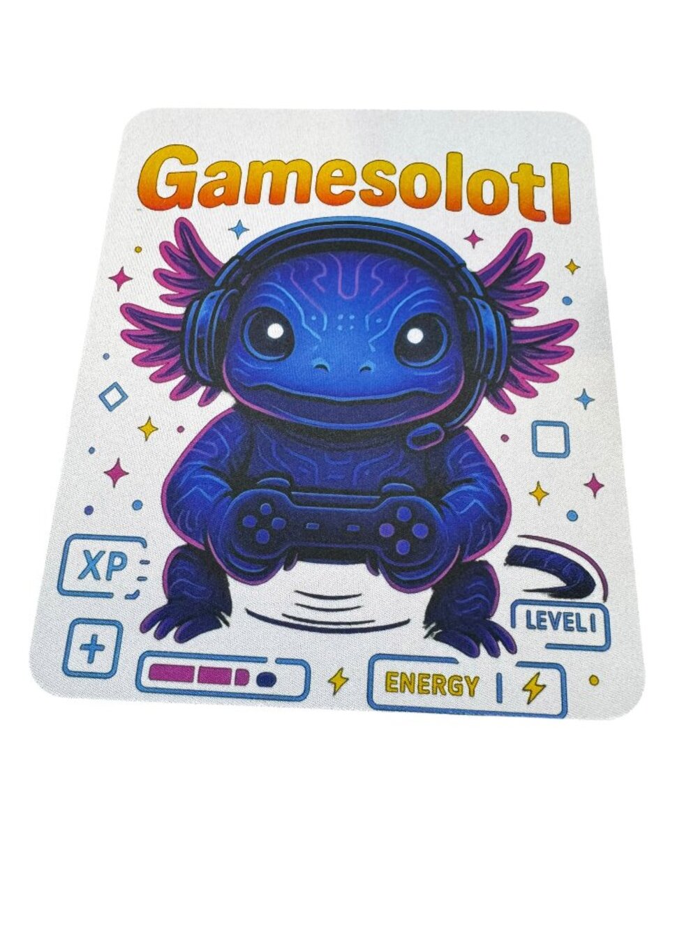 Gamesolotl Axolotl Gamer Mouse Pad, Non-Slip Gaming Desk Mat